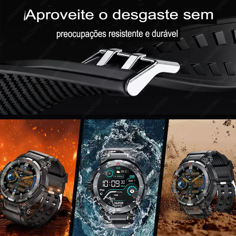 Novo relógio inteligente 3 em 1 para homens com fone de ouvido TWS, resistente, militar, Bluetooth, chamada, rastreador de fitness, IP67, à prova d'água para Android iOS