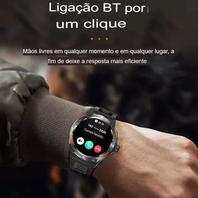 Relógio Inteligente Bluetooth Chamada GPS, Rastreador 500MAh, Frequência Cardíaca, Rastreador de Fitness 3ATM, À Prova D'Água