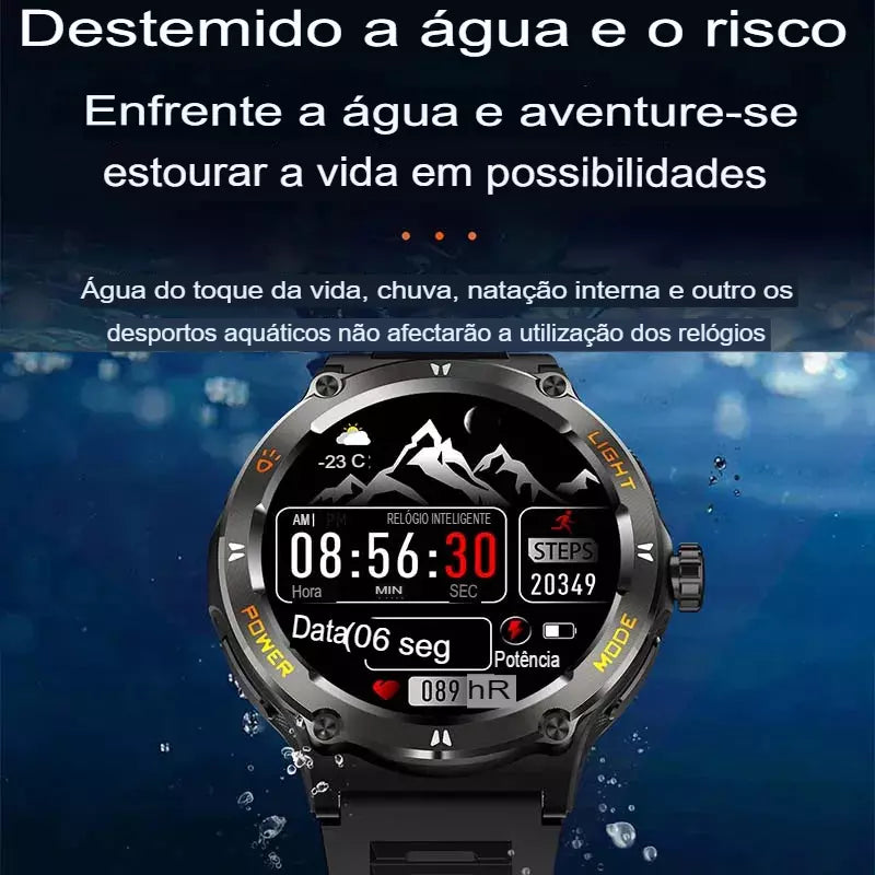 Relógio Inteligente Bluetooth Chamada GPS, Rastreador 500MAh, Frequência Cardíaca, Rastreador de Fitness 3ATM, À Prova D'Água