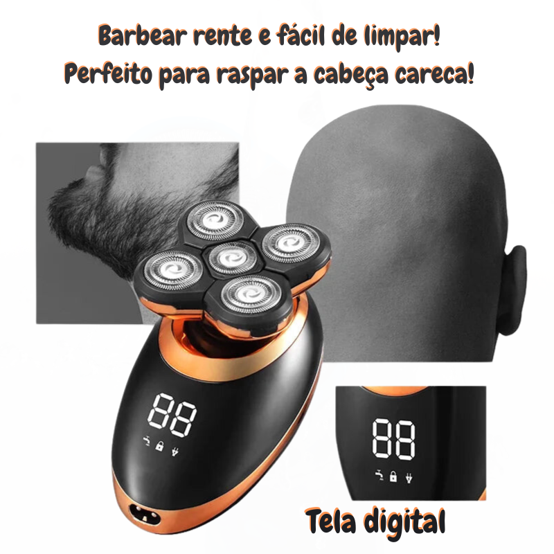 Barbeador elétrico, recarregável,  à prova d'água IPX7, display LCD, com kit de higiene