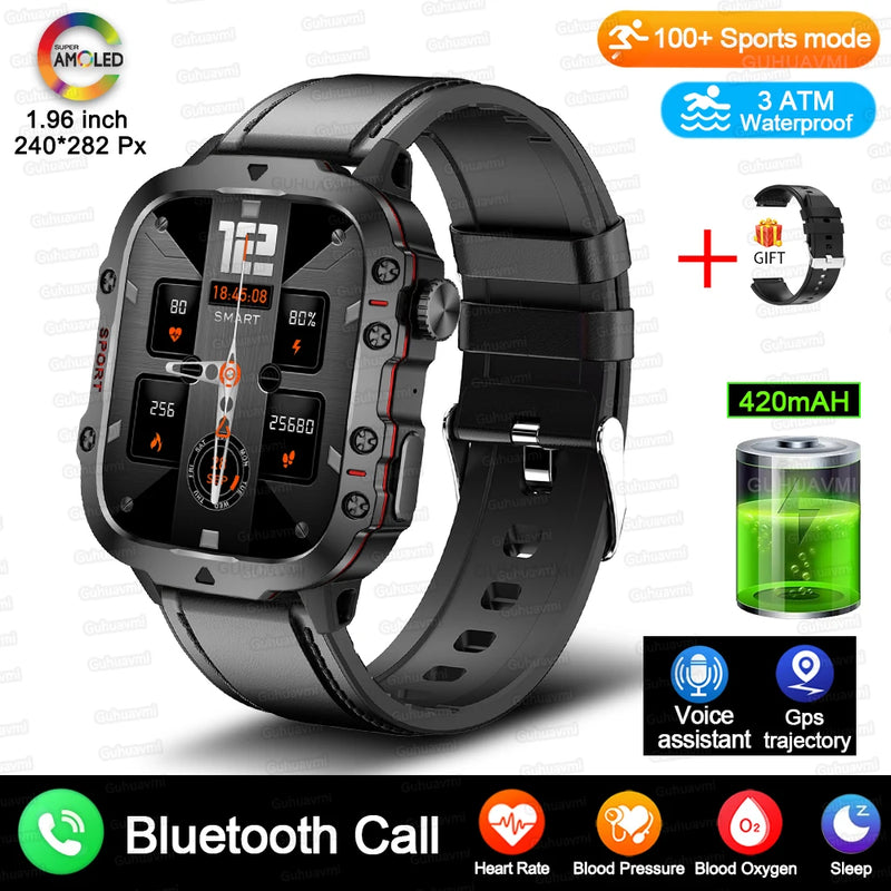 Relógio inteligente militar robusto masculino para Android IOS Ftiness Watches IP68 à prova d'água - JV Ofertas Online