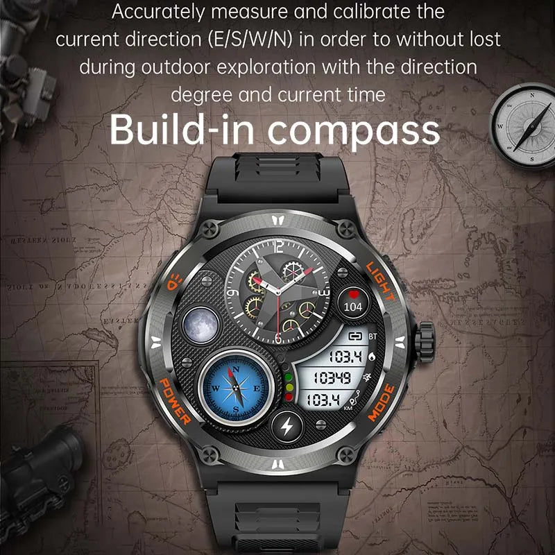 Relógio Amoled Smart Watch atende homens como mulheres, Huawei, Xiaomi, Robusto Militar Bluetooth Chamada, GPS Track, 500mAh, 3ATM Smartwatch Impermeável - JV Ofertas Online