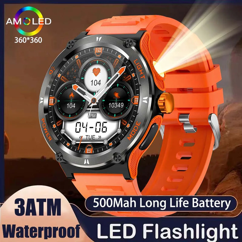 Relógio Amoled Smart Watch atende homens como mulheres, Huawei, Xiaomi, Robusto Militar Bluetooth Chamada, GPS Track, 500mAh, 3ATM Smartwatch Impermeável - JV Ofertas Online