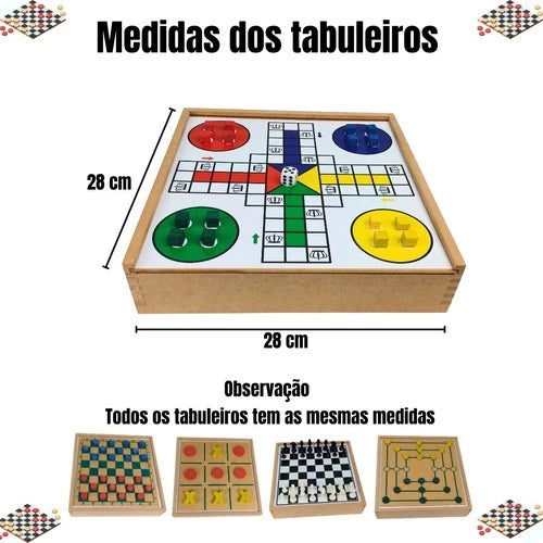 Jogo de Mesa 5 em 1: Desafie sua mente e divirta-se em família!